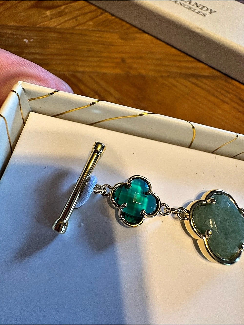 Eye Candy Los Angeles Green & Gold Charm Double Sided Bracelet - Picture 5 of 6